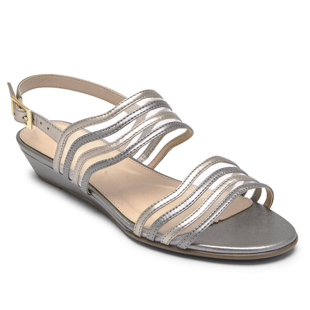 Rockport Sandals For Womens Silver - Total Motion Zandra Mesh - US8390456